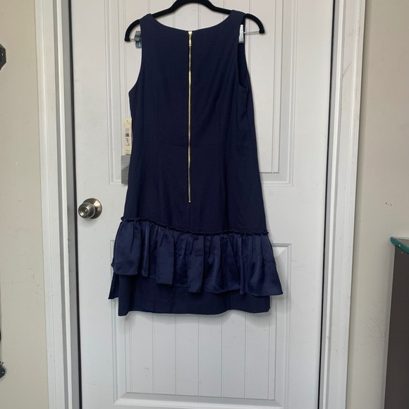 Eliza J Navy Blue Dress Ruffle peplum Sleeveless‎ Party Cocktail Size 6 guest - Picture 5 of 10